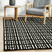Network Rugs Black Art Deco Power-Loomed Textured Rug