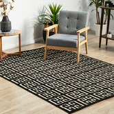 Network Rugs Black Art Deco Power-Loomed Textured Rug
