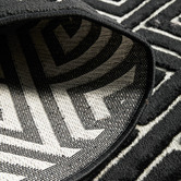 Network Rugs Black Geometric Power-Loomed Textured Runner