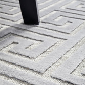 Network Rugs Silver Geometric Power-Loomed Textured Runner