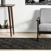 Network Rugs Black Geometric Power-Loomed Textured Runner