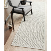 Network Rugs Off White Geometric Power-Loomed Textured Runner