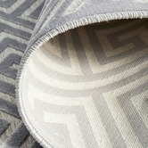 Network Rugs Silver Geometric Power-Loomed Textured Runner