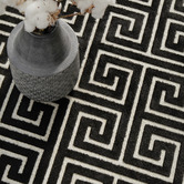 Network Rugs Black Geometric Power-Loomed Textured Rug