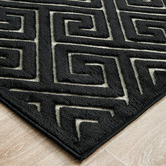 Network Rugs Black Geometric Power-Loomed Textured Runner