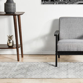 Network Rugs Silver Geometric Power-Loomed Textured Runner