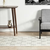 Network Rugs Off White Geometric Power-Loomed Textured Runner