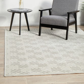 Network Rugs Off White Geometric Power-Loomed Textured Rug