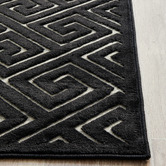 Network Rugs Black Geometric Power-Loomed Textured Runner