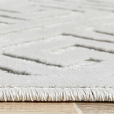 Network Rugs Off White Geometric Power-Loomed Textured Rug