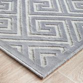 Network Rugs Silver Geometric Power-Loomed Textured Runner