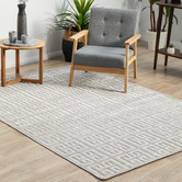 Network Rugs Silver Art Deco Power-Loomed Textured Rug