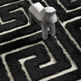Network Rugs Black Geometric Power-Loomed Textured Runner