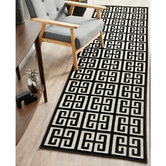 Network Rugs Black Art Deco Power-Loomed Textured Runner