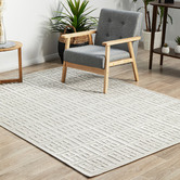 Network Rugs Off White Art Deco Power-Loomed Textured Rug