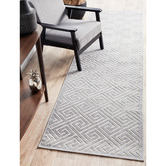 Network Rugs Silver Geometric Power-Loomed Textured Runner