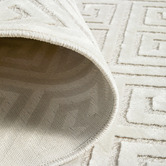 Network Rugs Off White Geometric Power-Loomed Textured Rug