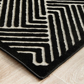 Network Rugs Black Luxury Power-Loomed Textured Runner