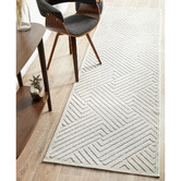 Network Rugs Off White Luxury Power-Loomed Textured Runner