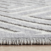 Network Rugs Silver Geometric Power-Loomed Textured Runner