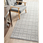Network Rugs Silver Art Deco Power-Loomed Textured Runner