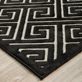 Network Rugs Black Geometric Power-Loomed Textured Rug
