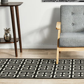 Network Rugs Black Art Deco Power-Loomed Textured Runner