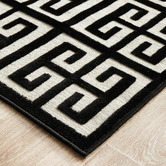 Network Rugs Black Art Deco Power-Loomed Textured Runner