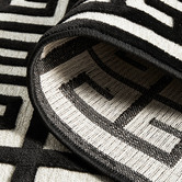 Network Rugs Black Art Deco Power-Loomed Textured Runner