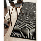 Network Rugs Black Luxury Power-Loomed Textured Runner