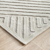 Network Rugs Off White Luxury Power-Loomed Textured Runner