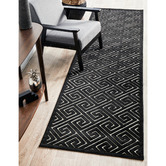 Network Rugs Black Geometric Power-Loomed Textured Runner