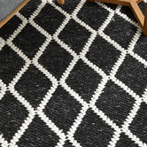 Network Rugs Black Lucy Hand-Loomed Wool-Blend Rug