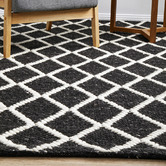 Network Rugs Black Lucy Hand-Loomed Wool-Blend Rug