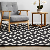 Network Rugs Black Lucy Hand-Loomed Wool-Blend Rug