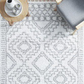 Network Rugs White &amp; Silver Mahdi Moroccan Power-Loomed Shag Rug