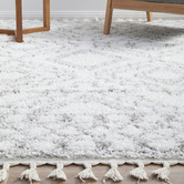 Network Rugs White &amp; Silver Mahdi Moroccan Power-Loomed Shag Rug