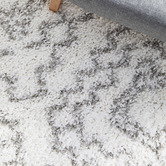 Network Rugs White &amp; Silver Mahdi Moroccan Power-Loomed Shag Rug