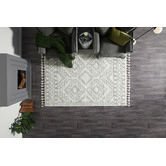 Network Rugs White &amp; Silver Mahdi Moroccan Power-Loomed Shag Rug