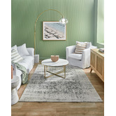 Network Rugs Bone, White &amp; Silver Vintage-Style Art Moderne Cezanne Rug