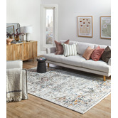 Network Rugs Silver Transitional Vintage-Style Distressed Rug