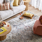 Network Rugs Silver Transitional Vintage-Style Distressed Rug
