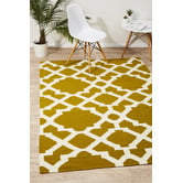 Network Rugs Flat Weave Trellis Design Gold White Rug