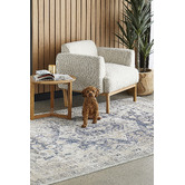 Network Rugs Mitzi Navy, Blue &amp; Cream Chenille Cotton Modern Rug