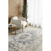 Network Rugs Mitzi Navy, Blue &amp; Cream Chenille Cotton Modern Rug