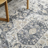 Network Rugs Mitzi Navy, Blue &amp; Cream Chenille Cotton Modern Rug