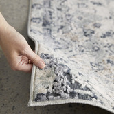 Network Rugs Leila Blue &amp; Cream Chenille Cotton &amp; Silky-finish Modern Rug