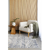 Network Rugs Leila Blue &amp; Cream Chenille Cotton &amp; Silky-finish Modern Rug