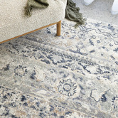 Network Rugs Leila Blue &amp; Cream Chenille Cotton &amp; Silky-finish Modern Rug