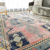 Network Rugs Red Power-Loomed Transitional  Round Rug